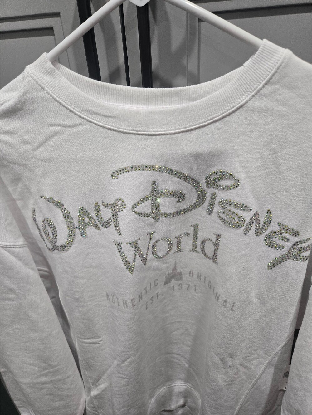 2026 Disney World Parks Castle bedazzled White Crewneck Sweatshirt Adult S, M